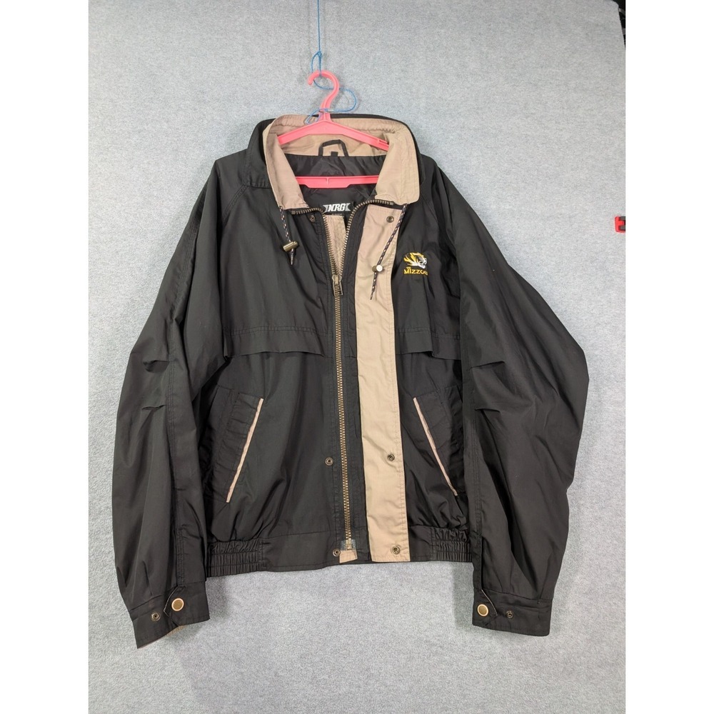 VTG Mizzou Tigers Jacket XL NRG Windbreaker Black Gorpcore NCAA‎ Missouri 90s